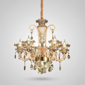 لوستر نئوکلاسیک ۱۵ شاخه مدل مایرا با رنگ کرم عسلی