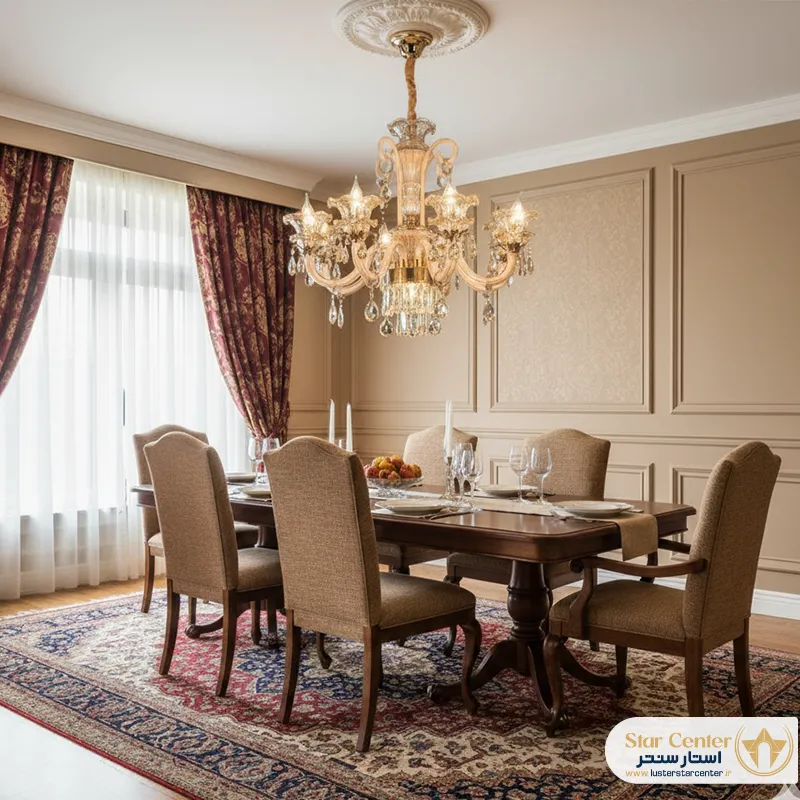 1350-ho دکوراسیون پذیرایی مجلل با لوستر نئوکلاسیک و باشکوه مایرا