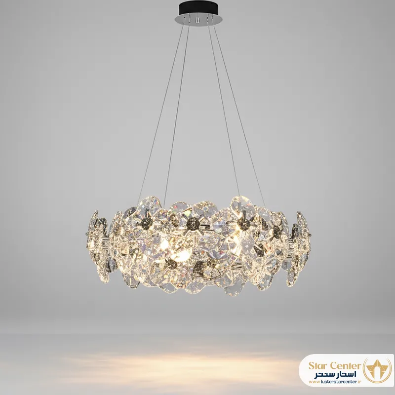 33822-24 جزئیات بدنه فلزی و منبع نور SMD لوستر سیلوا