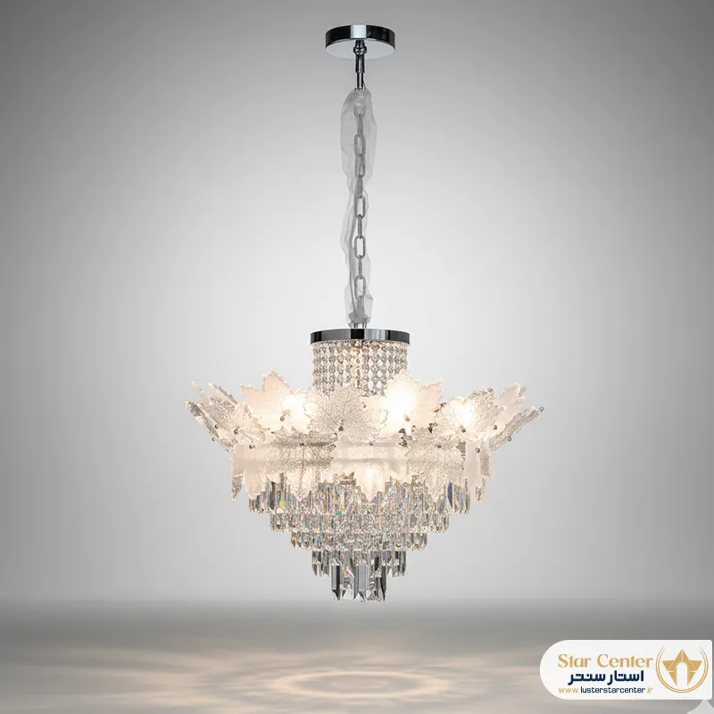 9927-650 نمای نزدیک کریستال و کلبرگ طلایی لوستر نیوکلاسیک آرتانیا