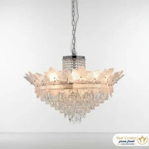 لوستر نیوکلاسیک ۸ شاخه مدل آرتانیا با کلبرگ های پهن طلایی