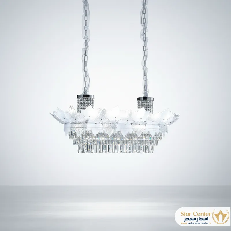 9927liner لوستر لاینر نئوکلاسیک مدل آرتانیا با بدنه طلایی و کریستال های درخشان